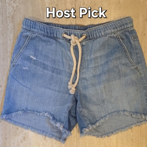 aerie Pants - Aerie Distressed Drawstring Waist Raw Edge Jean Shorts
